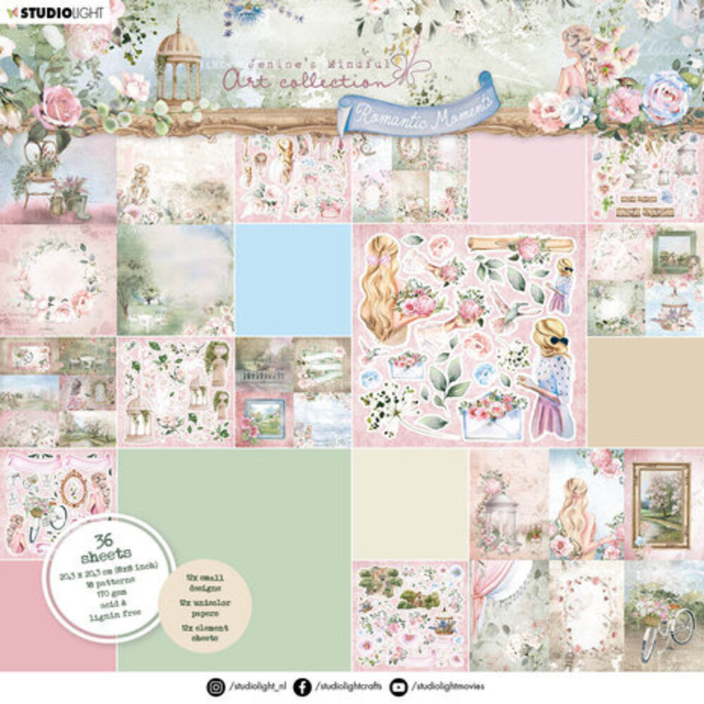 Studio Light Romantic Moments 8x8 Inch Paper Pad Small Designs & Eleme ...