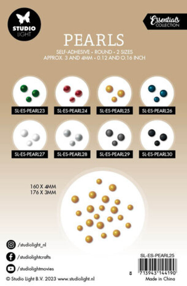 Studio Light Essentials Self-Adhesive Pearls Gold (SL-ES-PEARL25)