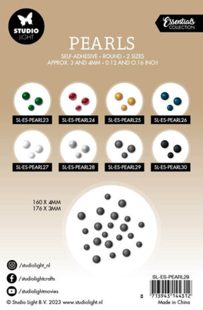 Studio Light Essentials Self-Adhesive Pearls Dark Silver (SL-ES-PEARL29)