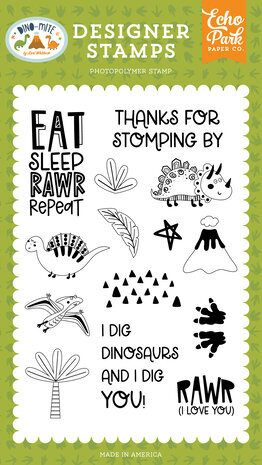 Echo Park Dino-Mite Eat Sleep Rawr Clear Stamps (DM321040)