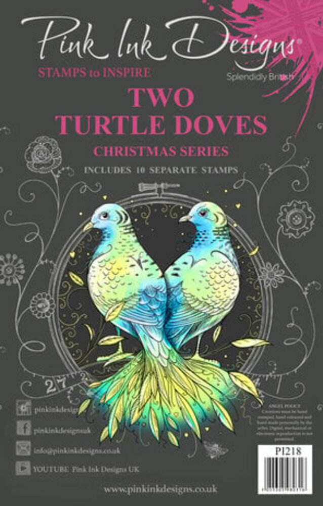 Pink Ink Designs Christmas Series Two Turtle Doves A5 Clear Stamps (PI218) Pink Ink Designs Christmas Series Two Turtle Doves A5 Clear Stamps (PI218)