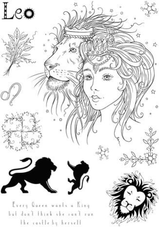 Pink Ink Designs Astrology Series Leo "The Bold One" A5 Clear Stamps (PI225)