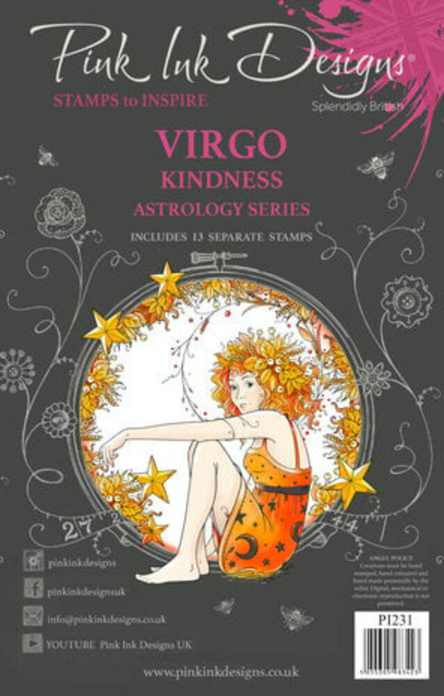 Pink Ink Designs Astrology Series Virgo "Kindness" A5 Clear Stamps (PI231) Pink Ink Designs Astrology Series Virgo "Kindness" A5 Clear Stamps (PI231)