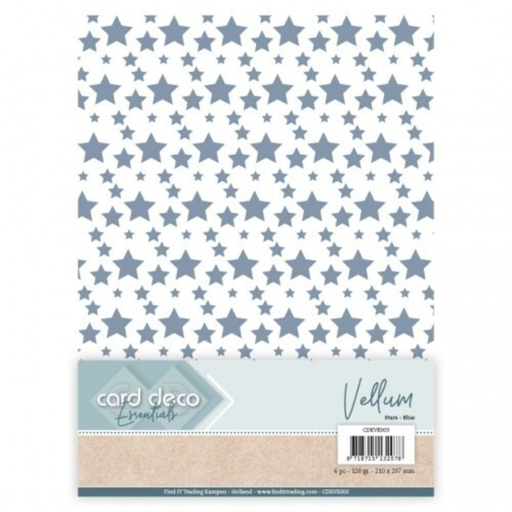 Card Deco Vellum Paper A4 Blue Stars (CDEVE003) Card Deco Vellum Paper A4 Blue Stars (CDEVE003)