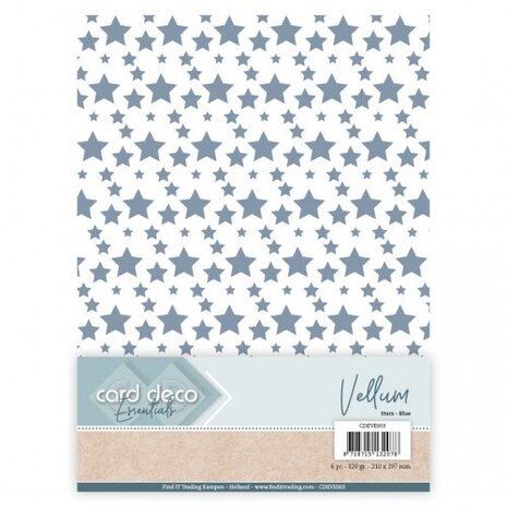 Card Deco Vellum Paper A4 Blue Stars (CDEVE003) Card Deco Vellum Paper A4 Blue Stars (CDEVE003)