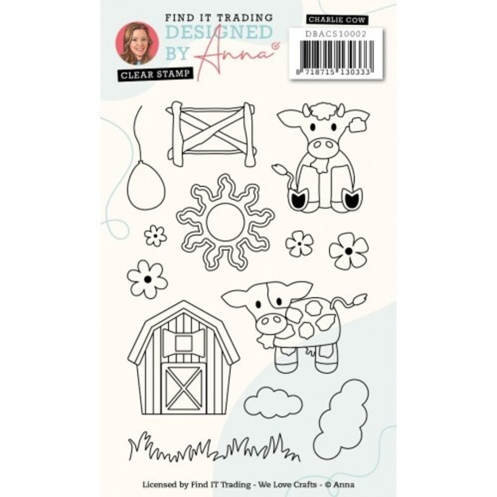 Designed by Anna Mix and Match Clear Stamps Charlie Cow (DBACS10002)