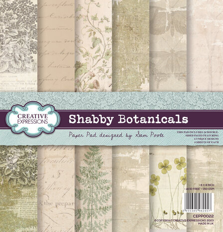 Creative Expressions Shabby Botanicals 8x8 Inch Paper Pad (CEPP0022) Creative Expressions Shabby Botanicals 8x8 Inch Paper Pad (CEPP0022)