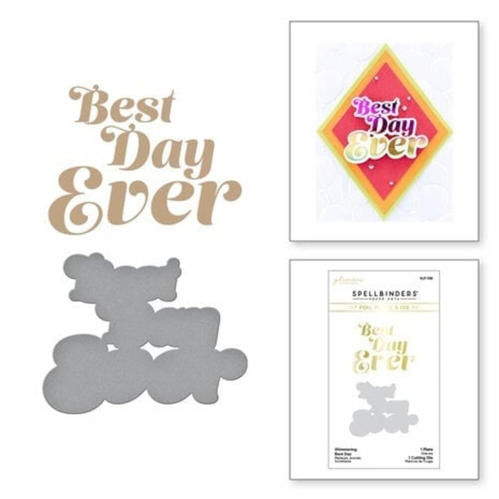 Spellbinders Glimmering Best Day Hot Foil Plate & Die Set (GLP-385) Spellbinders Glimmering Best Day Hot Foil Plate & Die Set (GLP-385)