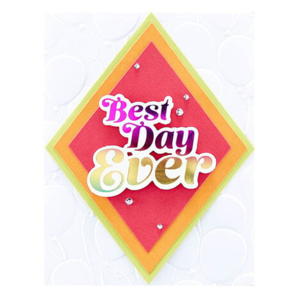 Spellbinders Glimmering Best Day Hot Foil Plate & Die Set (GLP-385) Spellbinders Glimmering Best Day Hot Foil Plate & Die Set (GLP-385)