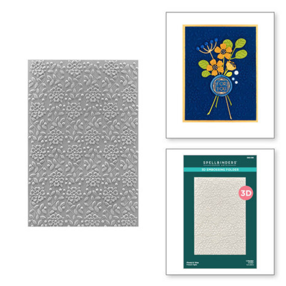 Spellbinders Sealed for Summer Floral & Vine 3D Embossing Folder (E3D-058) Spellbinders Sealed for Summer Floral & Vine 3D Embossing Folder (E3D-058)