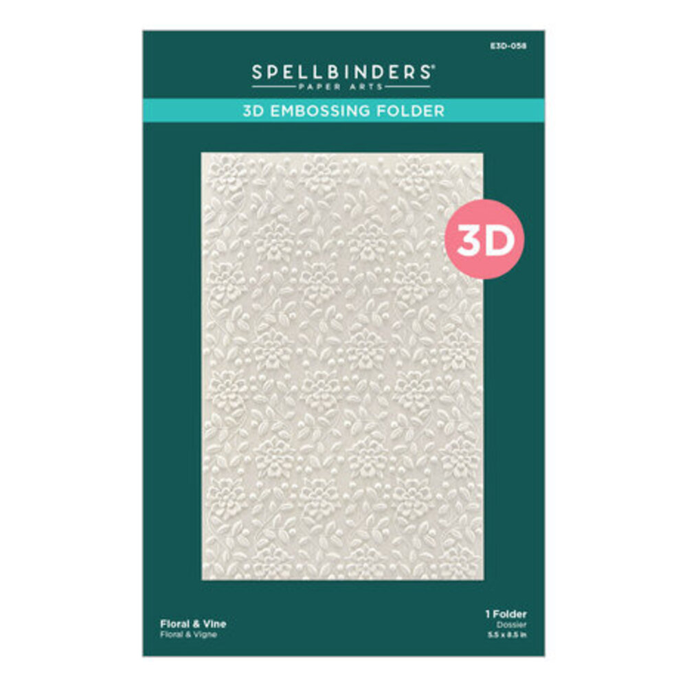 Spellbinders Sealed for Summer Floral & Vine 3D Embossing Folder (E3D-058) Spellbinders Sealed for Summer Floral & Vine 3D Embossing Folder (E3D-058)