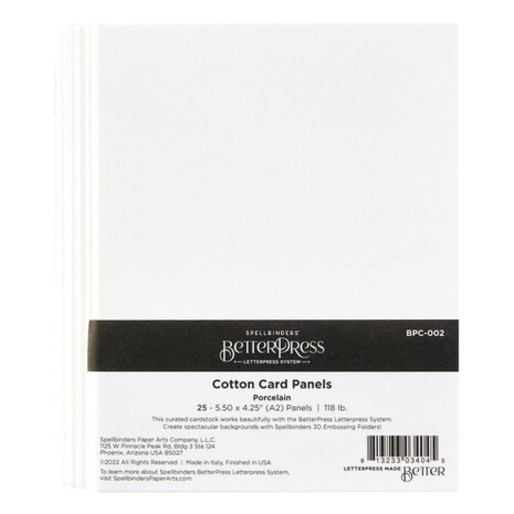 Spellbinders BetterPress Cotton Card Panels 4.25x5.5 Inch Porcelain (BPC-002)