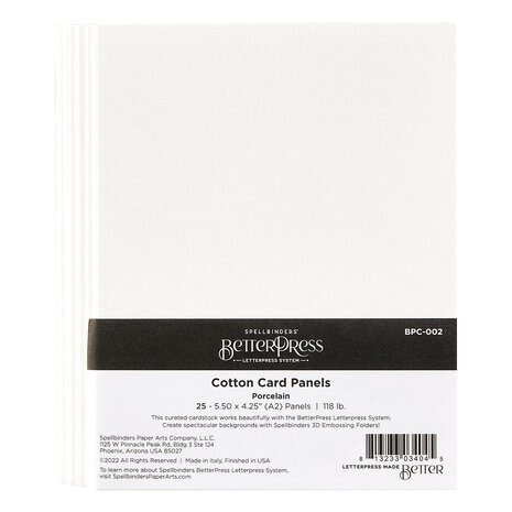 Spellbinders BetterPress Cotton Card Panels 4.25x5.5 Inch Porcelain (BPC-002)