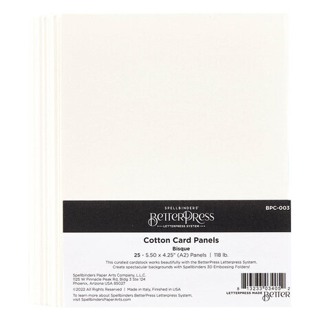 Spellbinders BetterPress Cotton Card Panels 4.25x5.5 Inch Bisque (BPC-003) Spellbinders BetterPress Cotton Card Panels 4.25x5.5 Inch Bisque (BPC-003)