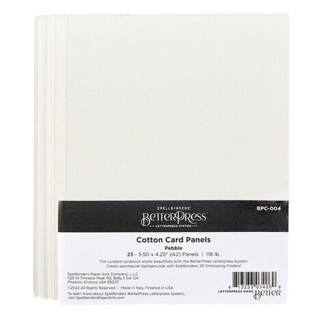 Spellbinders BetterPress Cotton Card Panels 4.25x5.5 Inch Pebble (BPC-004)
