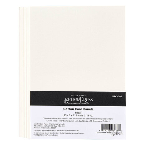 Spellbinders BetterPress Cotton Card Panels 5x7 Inch Bisque (BPC-006)