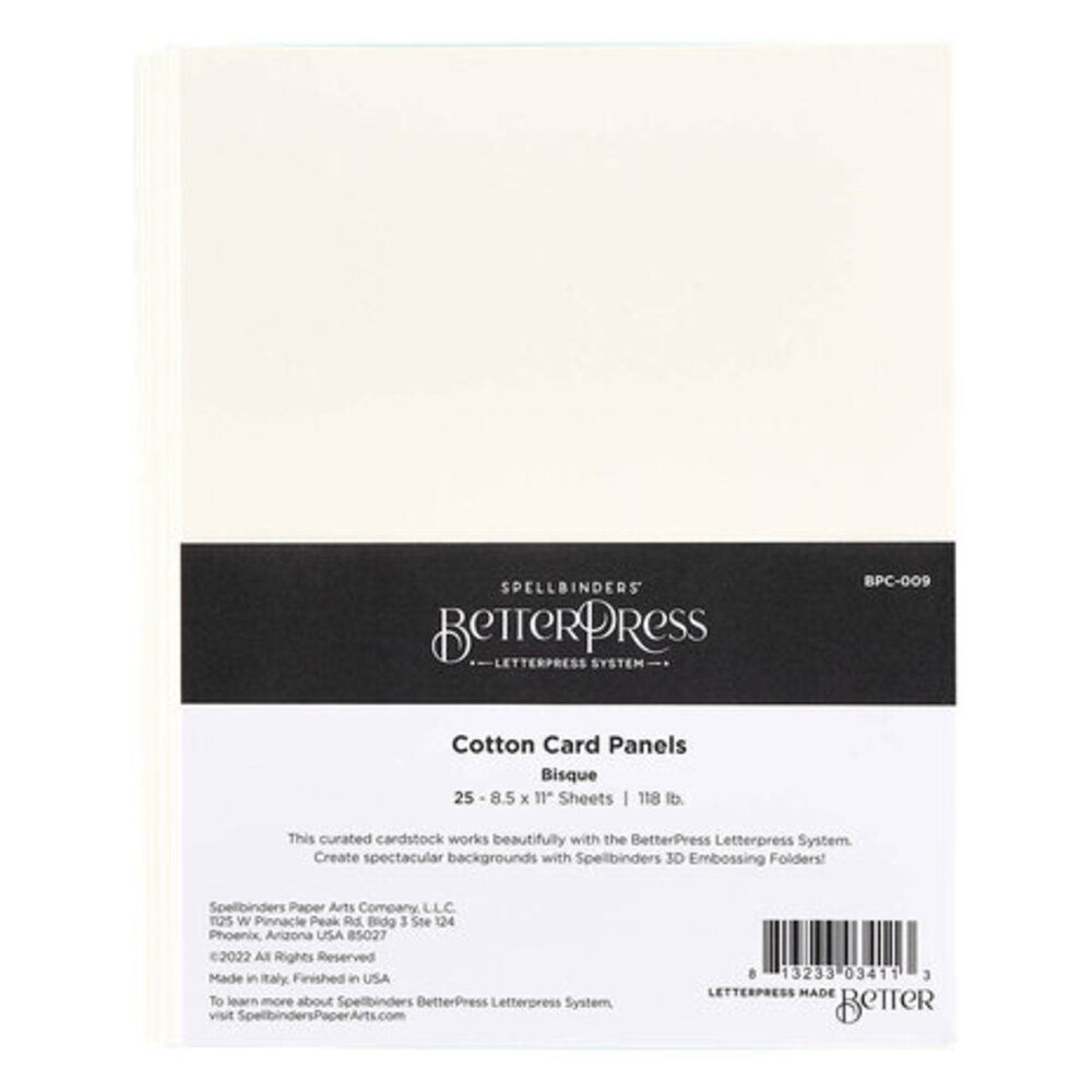 Spellbinders BetterPress Cotton Card Panels 8.5 x 11 Inch Bisque (BPC-009) Spellbinders BetterPress Cotton Card Panels 8.5 x 11 Inch Bisque (BPC-009)