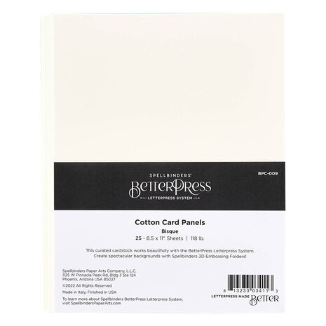 Spellbinders BetterPress Cotton Card Panels 8.5 x 11 Inch Bisque (BPC-009) Spellbinders BetterPress Cotton Card Panels 8.5 x 11 Inch Bisque (BPC-009)