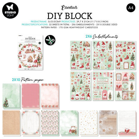 Studio Light Gingerbread Christmas A4 DIY Block (SL-ES-DCB49) Studio Light Gingerbread Christmas A4 DIY Block (SL-ES-DCB49)