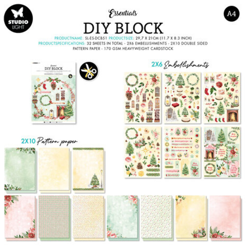 Studio Light Wonderful Christmas A4 DIY Block (SL-ES-DCB51)