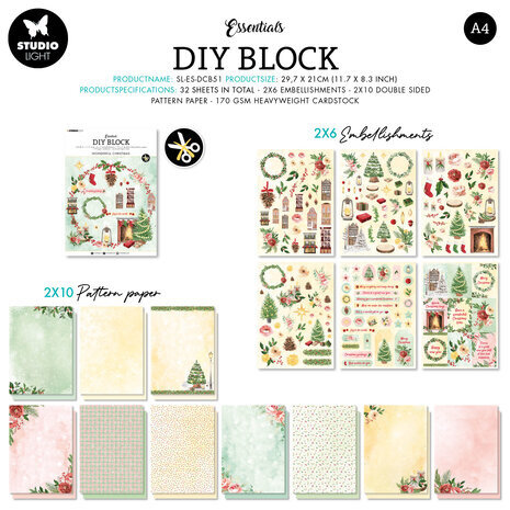 Studio Light Wonderful Christmas A4 DIY Block (SL-ES-DCB51)
