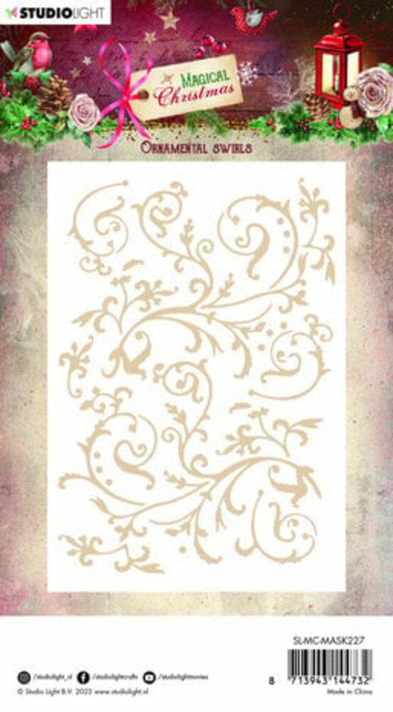 Studio Light Magical Christmas Masking Stencil Ornamental Swirls (SL-MC-MASK227)