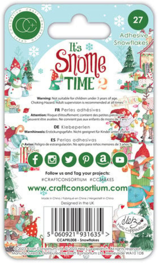Craft Consortium It's Snome Time 2 Adhesive Snowflakes (CCAPRL008)