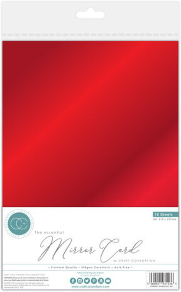 Craft Consortium The Essential Mirror Card A4 Red (CCEMC003)
