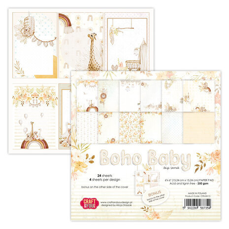 Craft & You Boho Baby 6x6 Inch Paper Pack (CPB-BH15) Craft & You Boho Baby 6x6 Inch Paper Pack (CPB-BH15)