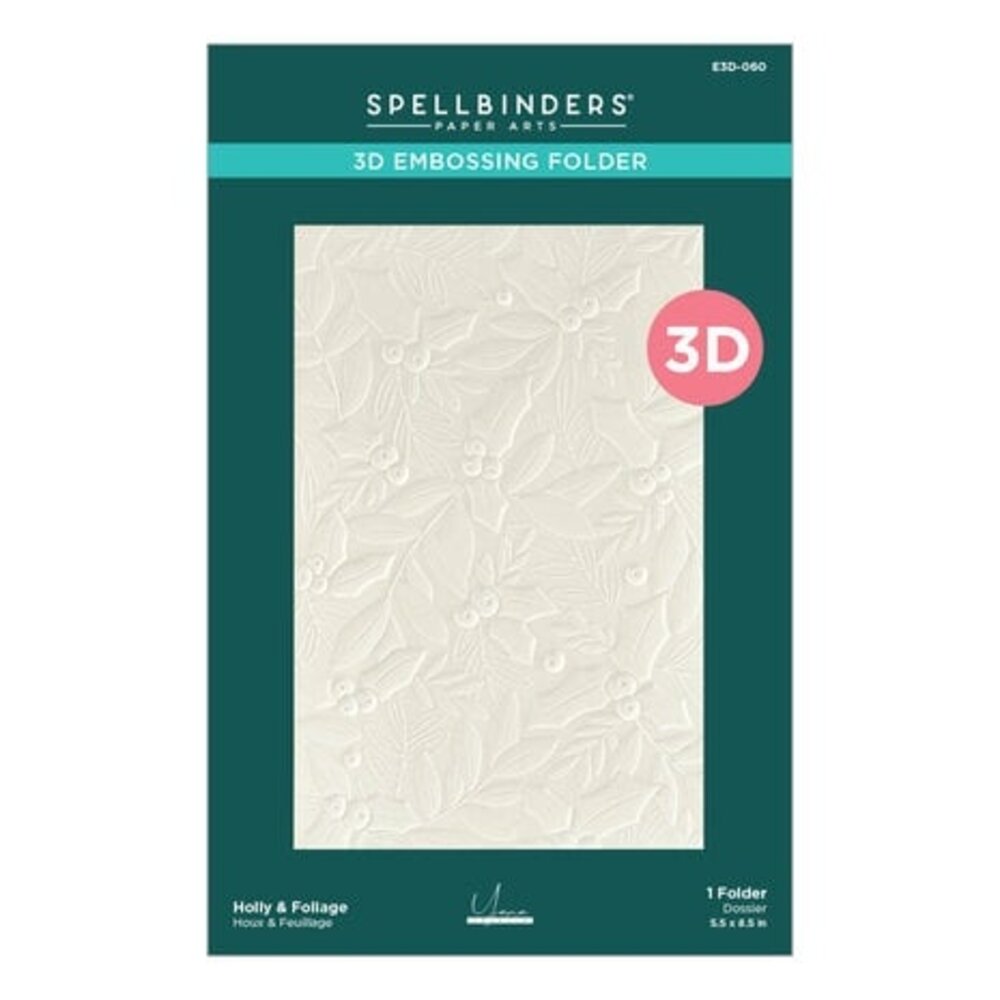 Spellbinders De-Light-Ful Christmas Holly & Foliage 3D Embossing Folder (E3D-060) Spellbinders De-Light-Ful Christmas Holly & Foliage 3D Embossing Folder (E3D-060)