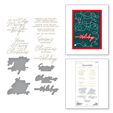 Spellbinders De-Light-Ful Christmas A Merry Little Christmas Sentiments Glimmer Hot Foil Plate & Die Set (GLP-382)