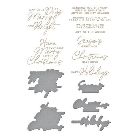 Spellbinders De-Light-Ful Christmas A Merry Little Christmas Sentiments Glimmer Hot Foil Plate & Die Set (GLP-382)