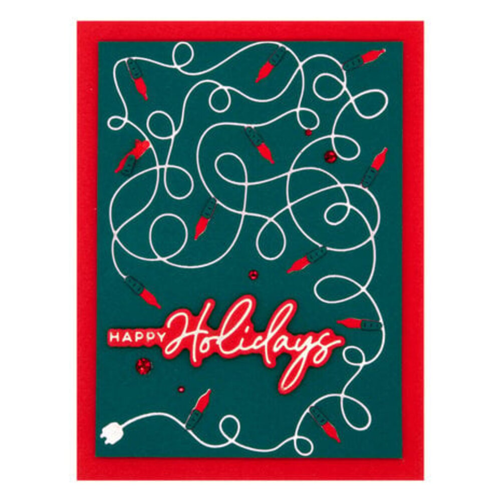 Spellbinders De-Light-Ful Christmas A Merry Little Christmas Sentiments Glimmer Hot Foil Plate & Die Set (GLP-382)