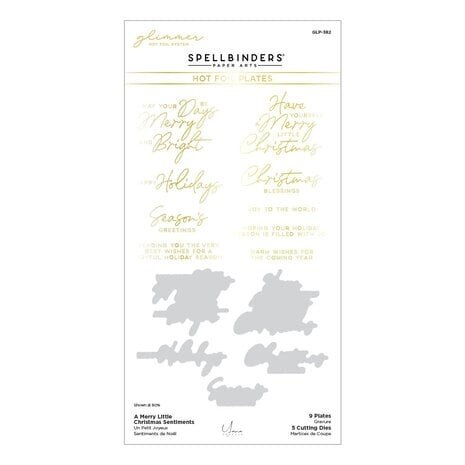 Spellbinders De-Light-Ful Christmas A Merry Little Christmas Sentiments Glimmer Hot Foil Plate & Die Set (GLP-382)
