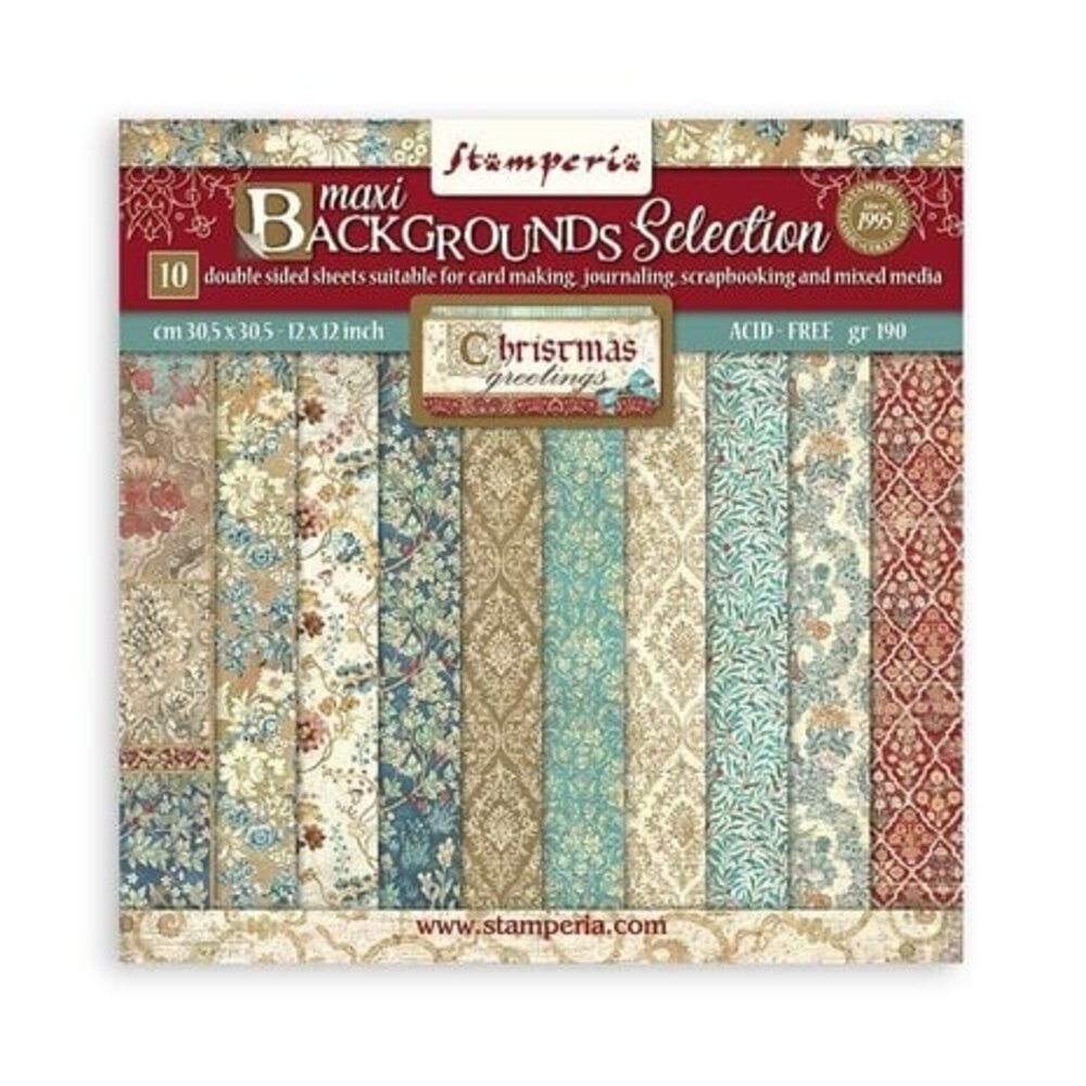 Stamperia Christmas Greetings Maxi Background 12x12 Inch Paper Pack SBBL138) Stamperia Christmas Greetings Maxi Background 12x12 Inch Paper Pack SBBL138)