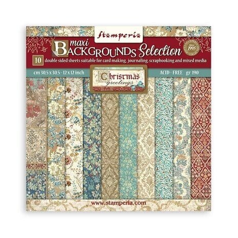 Stamperia Christmas Greetings Maxi Background 12x12 Inch Paper Pack SBBL138) Stamperia Christmas Greetings Maxi Background 12x12 Inch Paper Pack SBBL138)