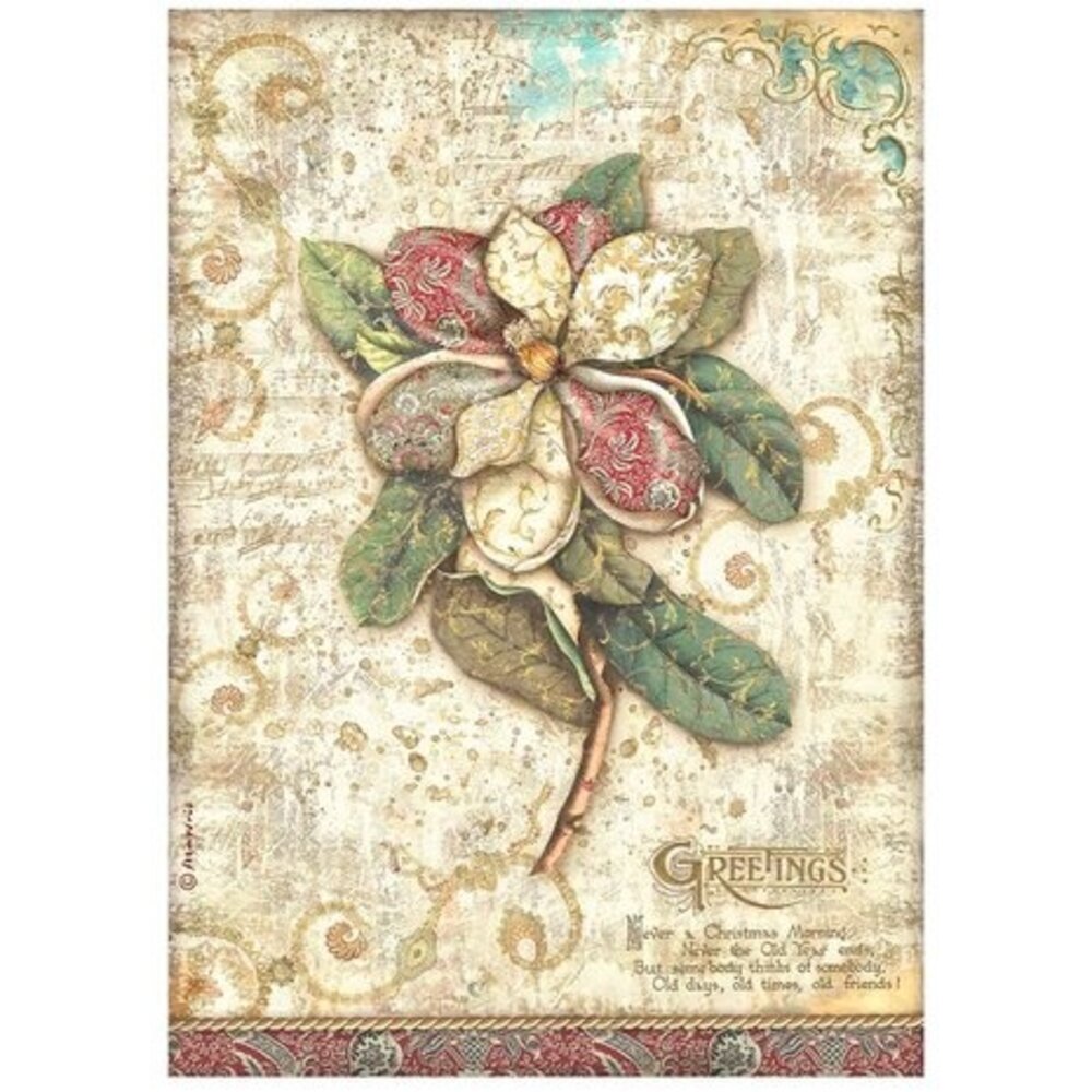 Stamperia Christmas Greetings Flower Rice Paper A4 (DFSA4794) Stamperia Christmas Greetings Flower Rice Paper A4 (DFSA4794)