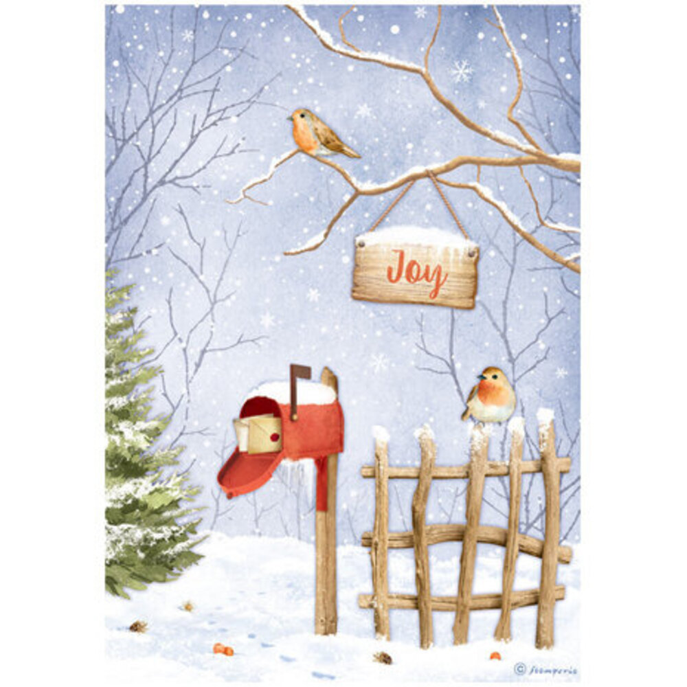 Stamperia Winter Valley Joy Birds Rice Paper A4 (DFSA4798) Stamperia Winter Valley Joy Birds Rice Paper A4 (DFSA4798)