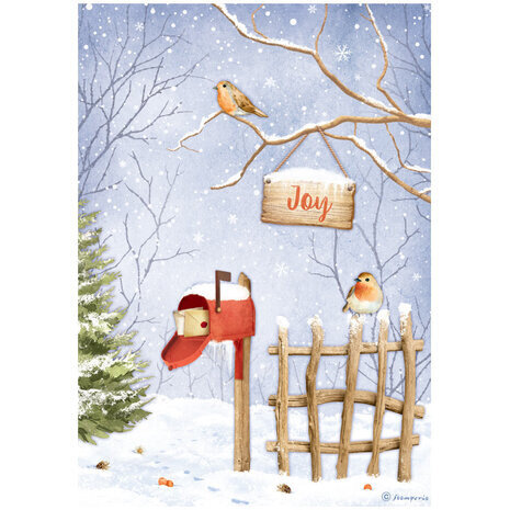 Stamperia Winter Valley Joy Birds Rice Paper A4 (DFSA4798) Stamperia Winter Valley Joy Birds Rice Paper A4 (DFSA4798)