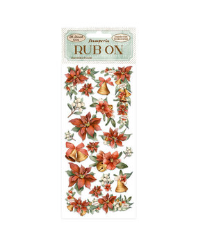 Stamperia All Around Christmas Rub-On 4x8,5 Inch Poinsettia and Bells (DFLRB40)