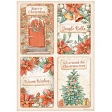 Stamperia All Around Christmas 4 Cards Rice Paper A4 (DFSA4808)*