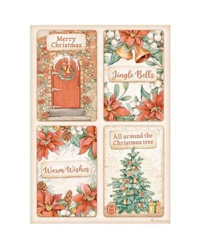 Stamperia All Around Christmas 4 Cards Rice Paper A4 (DFSA4808)*