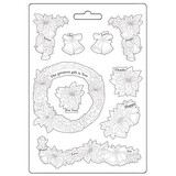 Stamperia Christmas Soft Mould A5 Poinsettia and Garlands (K3PTA5654)*