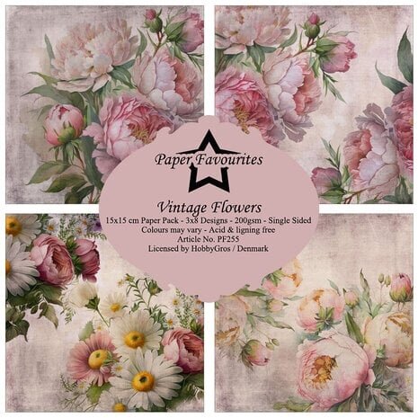 Paper Favourites Vintage Flowers 6x6 Inch Paper Pack (PF255)