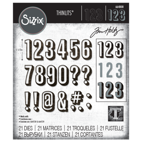 Sizzix Thinlits Die Set Alphanumeric Shadow Numbers (664808) Sizzix Thinlits Die Set Alphanumeric Shadow Numbers (664808)