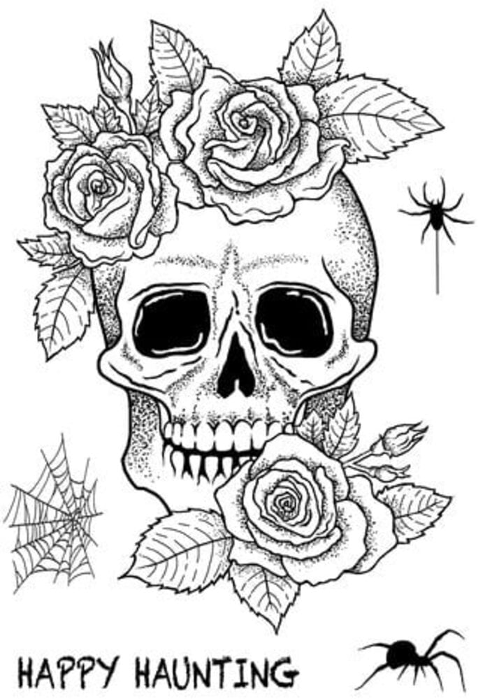 Woodware Skull & Roses Clear Stamps (JGS842) Woodware Skull & Roses Clear Stamps (JGS842)