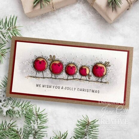 Woodware Bubble Robins In A Row Clear Stamps (JGS847) Woodware Bubble Robins In A Row Clear Stamps (JGS847)