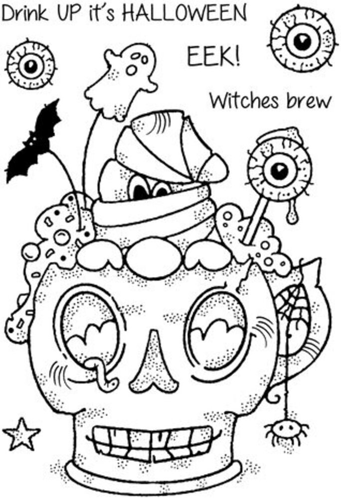 Woodware Spooky Cup Clear Stamps (FRS1009)