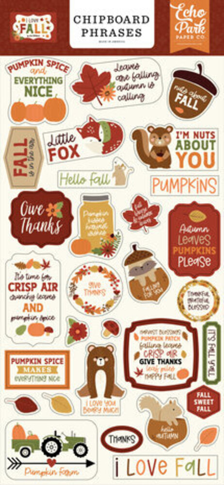 Echo Park I Love Fall 6x13 Inch Chipboard Phrases (LFA225022) Echo Park I Love Fall 6x13 Inch Chipboard Phrases (LFA225022)