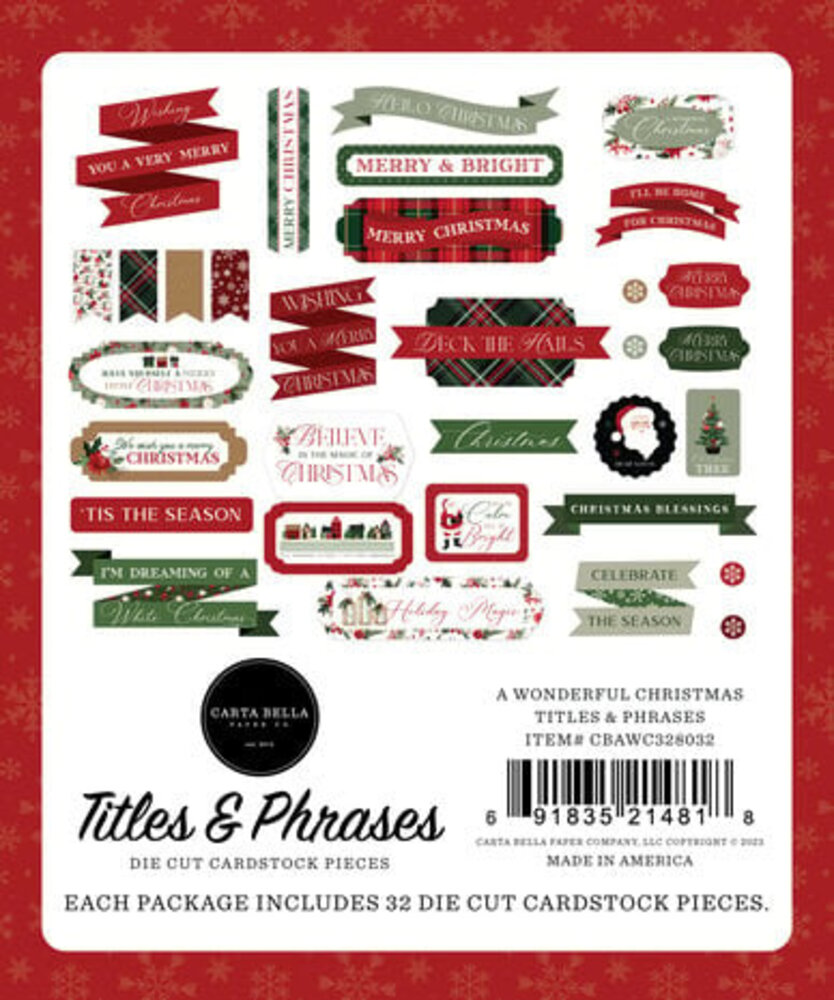 Carta Bella A Wonderful Christmas Ephemera Titles & Phrases (CBAWC328032) Carta Bella A Wonderful Christmas Ephemera Titles & Phrases (CBAWC328032)
